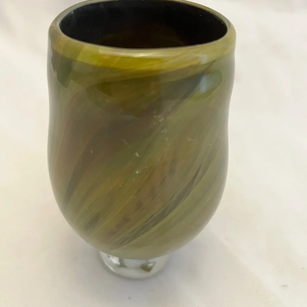 Art Glass Footed Vase, Hand Blown, 5